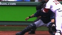 Pedroia is almost hit by a pitch