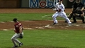 Oswalt's hand is hit by a liner