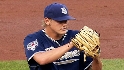 Latos' first career win