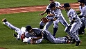 Youkilis charges the mound