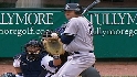 Jeter takes a pitch on the hand