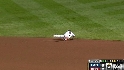 Pedroia catches a hard grounder
