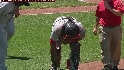 Martinez hit by foul ball
