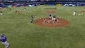 Wells comes in on wild pitch