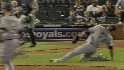 Garza slips on grounder