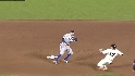 Kinsler catches Huff stealing