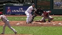 Carrera scores on wild pitch