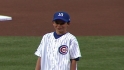 Santo's grandson's first pitch