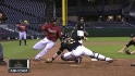 Doumit hangs on for out