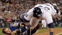 Leyland on play at plate