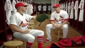 Skip Schumaker demonstrates his knowledge of various types of gloves.