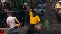 Vendor catches foul ball