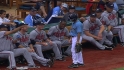 Livan goofs with ball boy