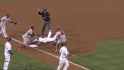 Aybar's throw saves a run