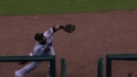 Johnson makes catch at dugout