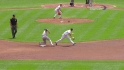 Hicks' first career stolen base