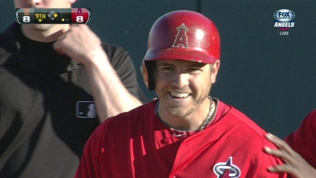 Trout notches hit, RBI in clash with Giants