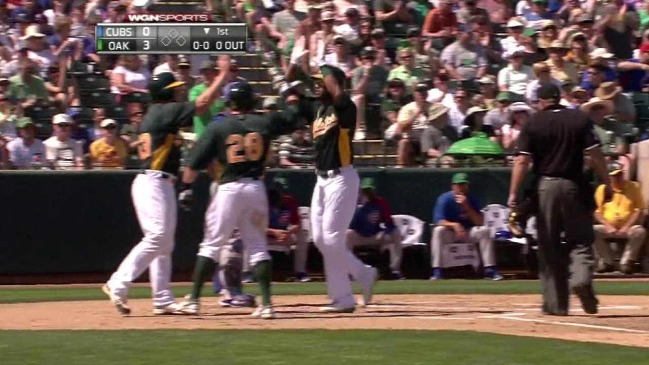 Athletics top Cubs with flurry of home runs