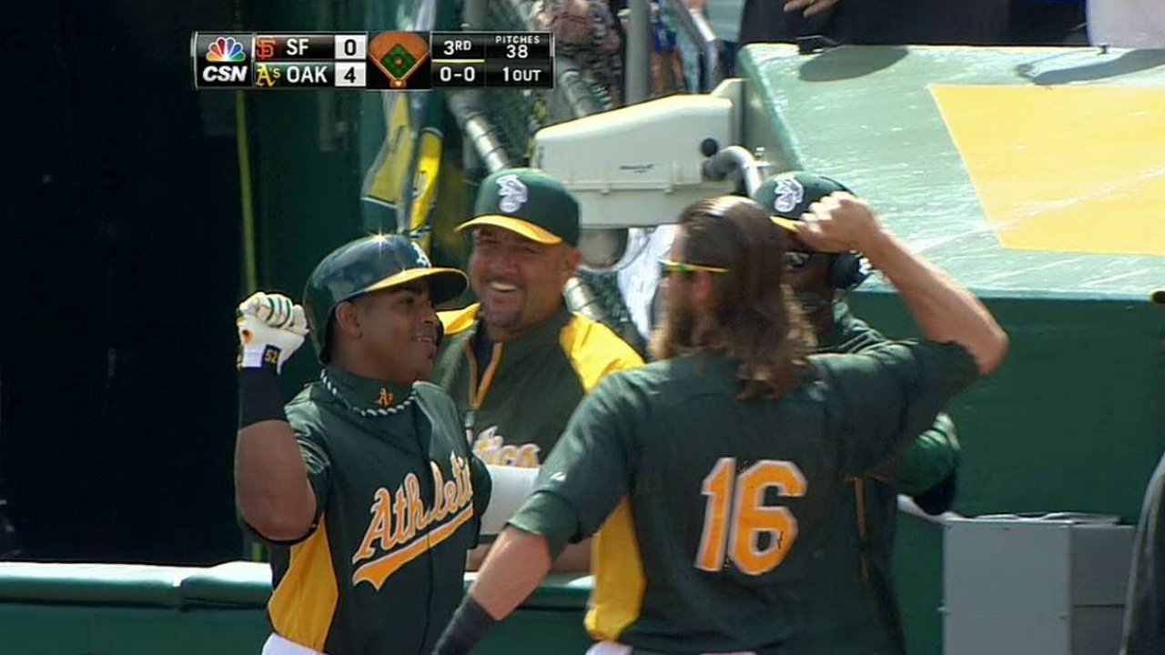 Cespedes launches homer in A's spring finale