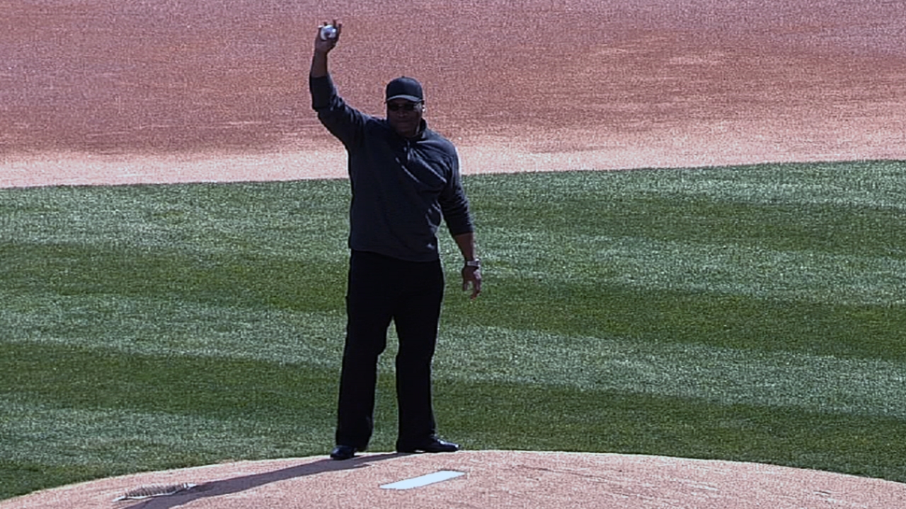Jackson throws first pitch in front of former teams