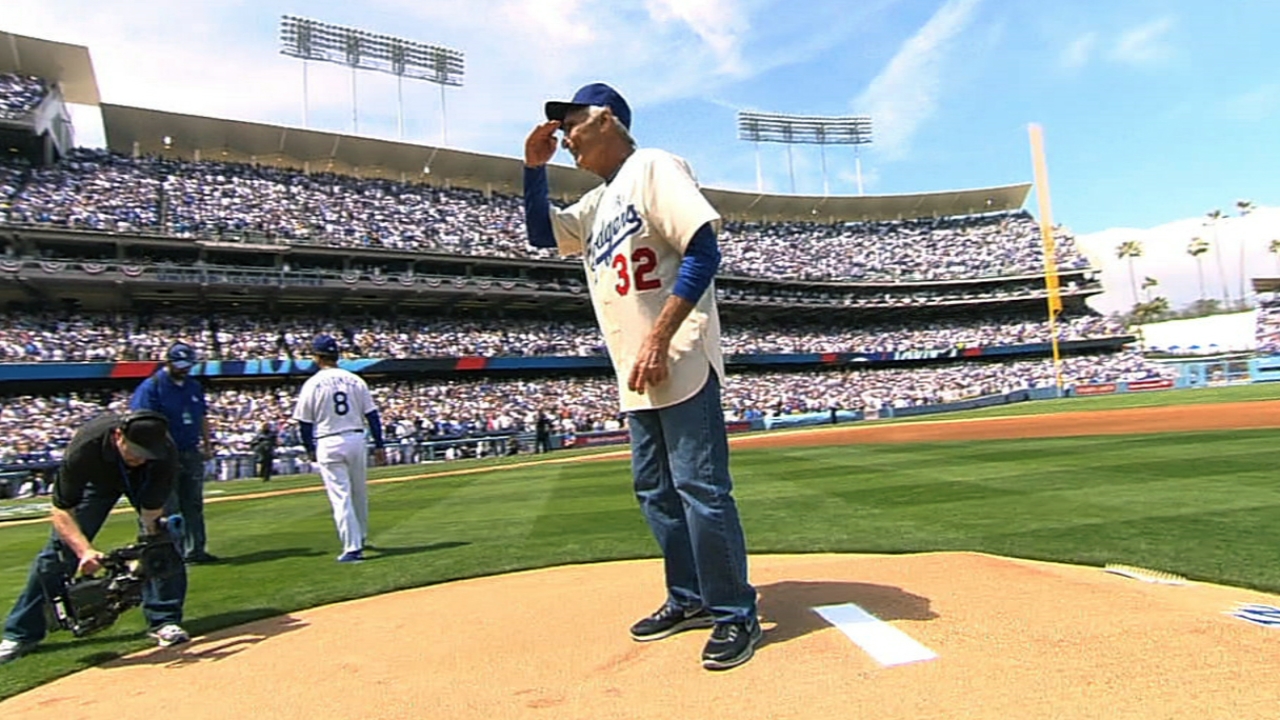 Koufax provides relief for Dodgers' first pitch