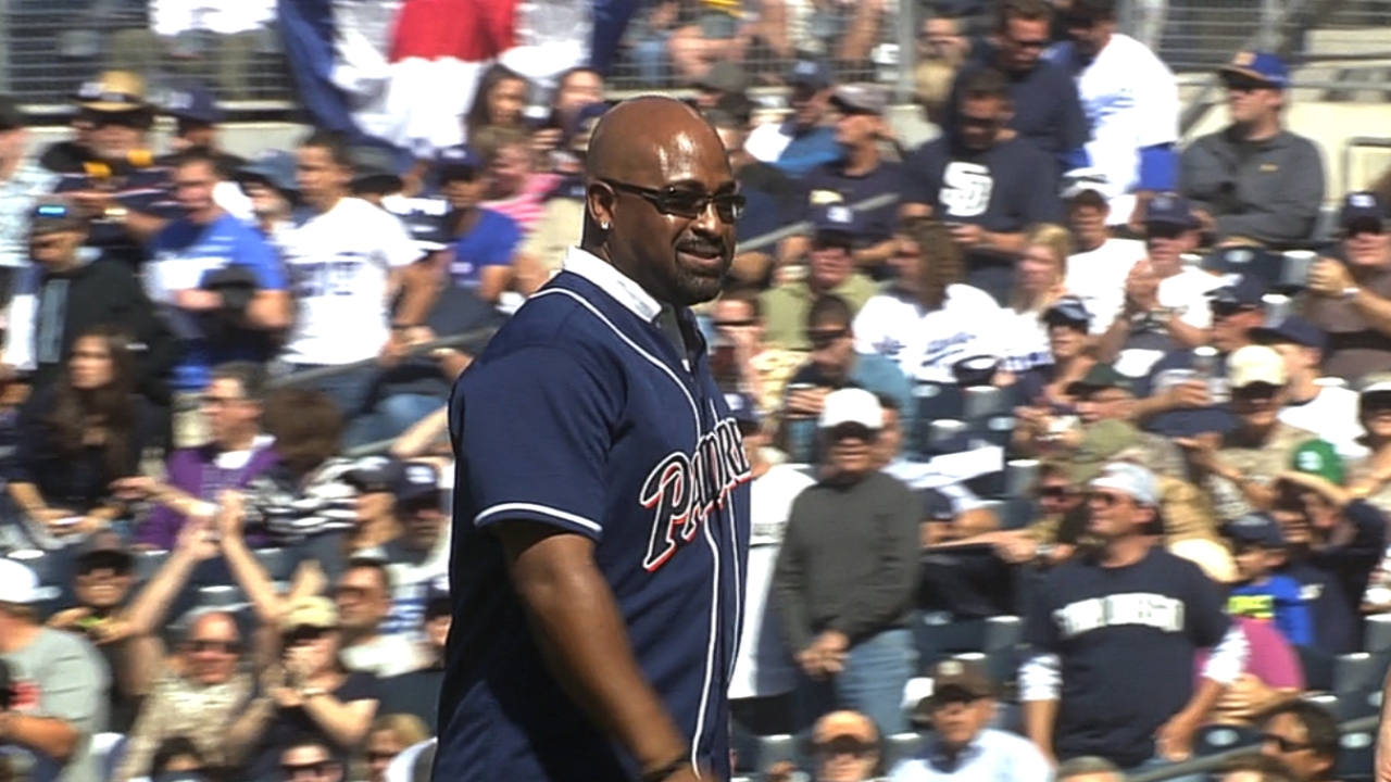 Vaughn tosses Padres first pitch