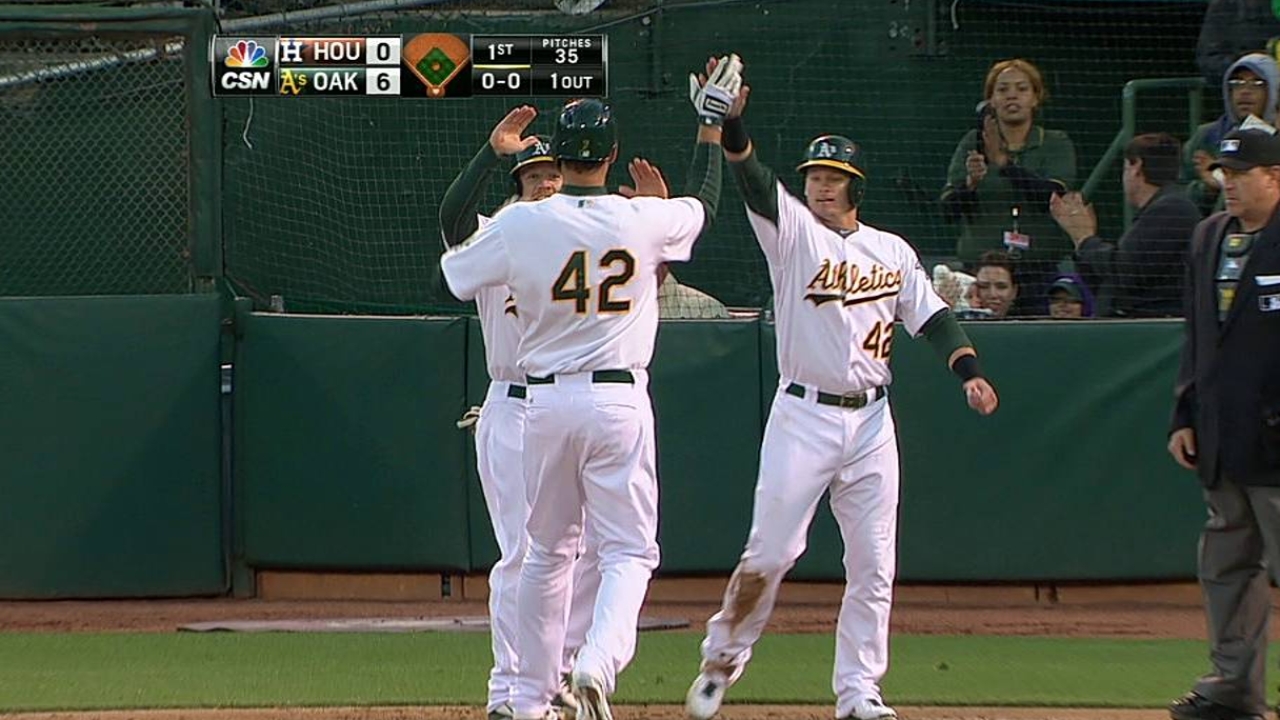 Freiman's first career homer helps power A's