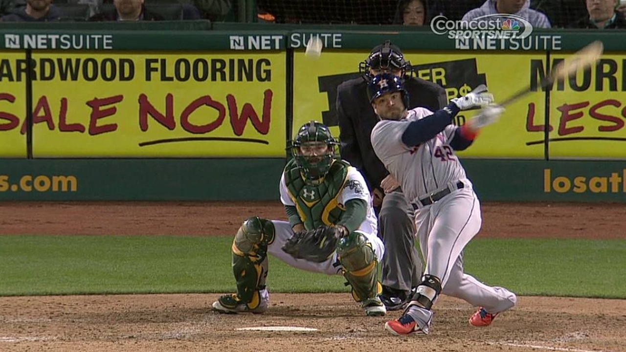 Altuve swinging a hot bat for the Astros