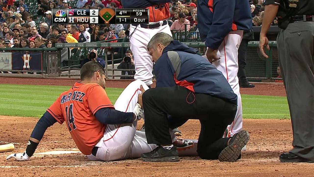 Martinez sustains sprained knee during swing