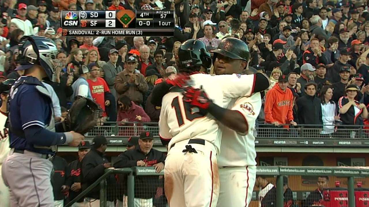 Sandoval jonronea y Gigantes le ganan a Padres