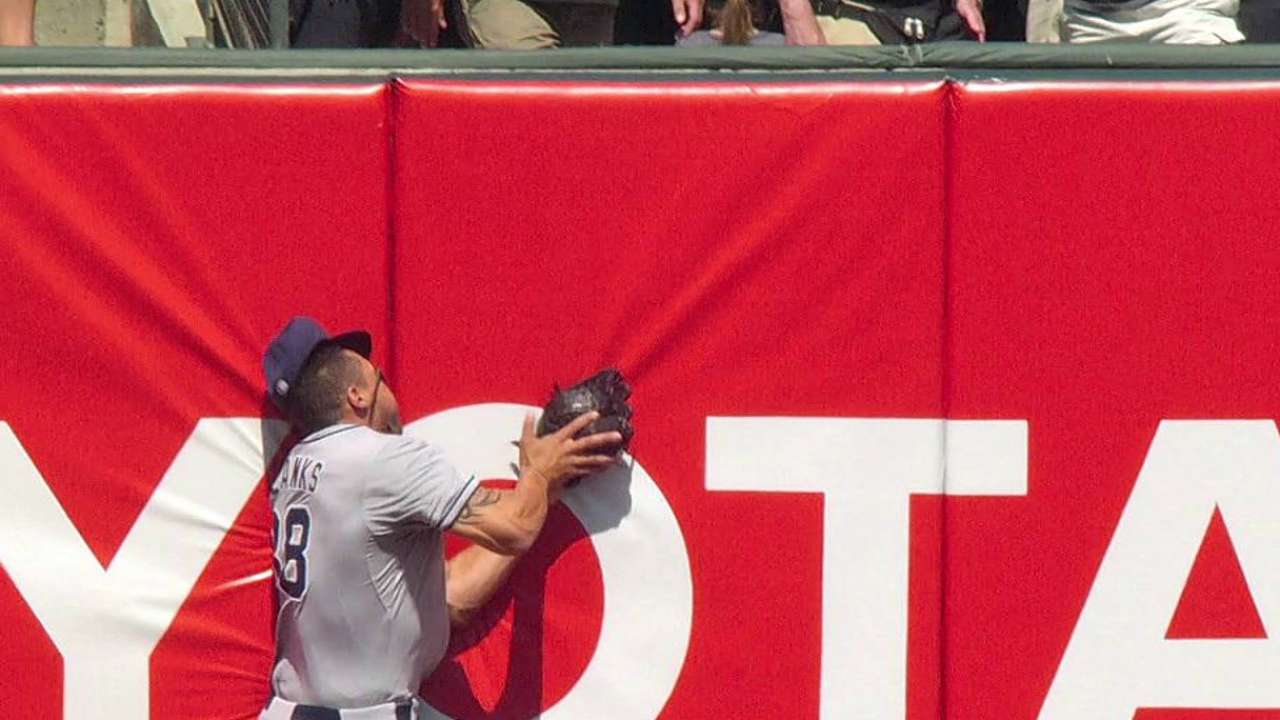 Blanks gets stitches, but OK after wall crash