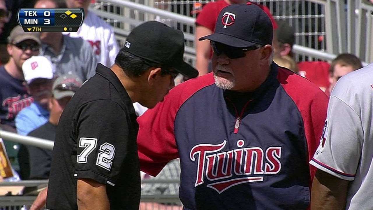Gardenhire ejected in seventh vs. Rangers