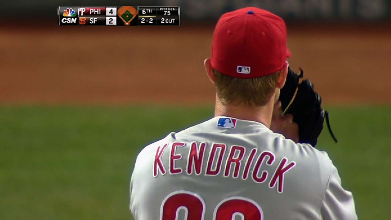 Kendrick leads Phillies to win over Giants
