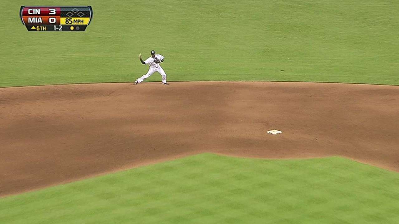 Marlins cayeron a manos de Mike Leake y los Rojos