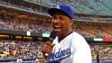 Image: Mike Epps announces the Dodgers' starting lineups