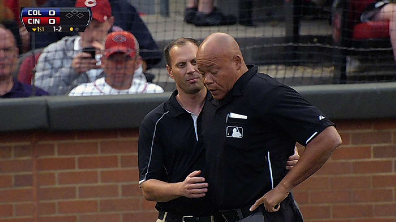 Umpire Danley 'day to day' after exiting game