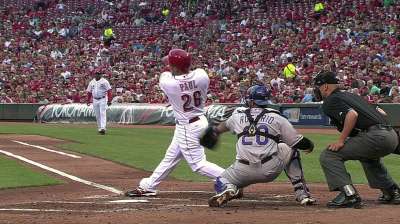Reds battered by Rockies in rubber game