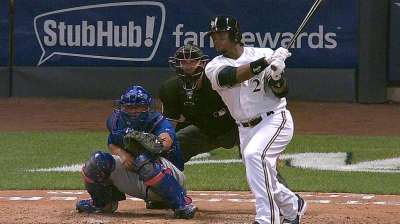 Weeks provides pop in Crew's lineup to top Cubs