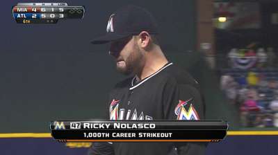 Nolasco brilla para darle triunfo a Marlins vs. Bravos