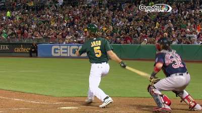 Jaso's experience is invaluable to A's young staff