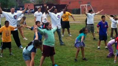 Players visit school to support 'Cubs on the Move'