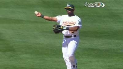 Callaspo looks to prove himself with first A's base hit