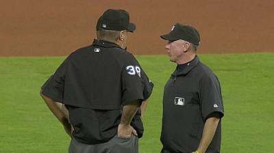 Upon video review, B.J. Upton's homer ruled double