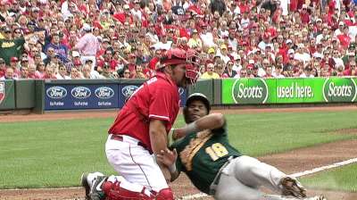 Miller chips in with bat before exiting injured