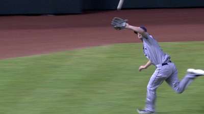 Myers makes first start in center field