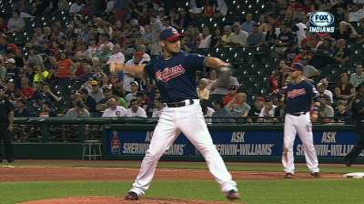 Raburn's relief stint offers comical moment for Tribe