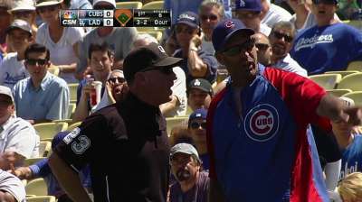 Sveum finds himself ejected on leadoff batter