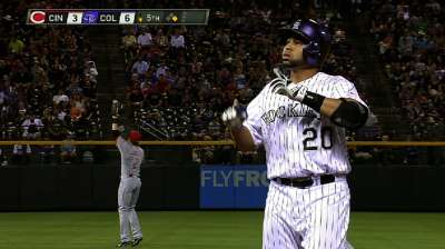 Rosario giving Rox offense from behind plate