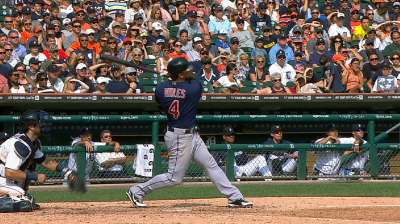 Tribe earns finale win, ends trip on Aviles' slam