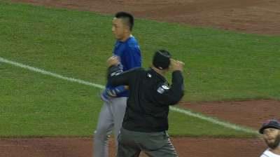 Kawasaki ejected for arguing call at first base